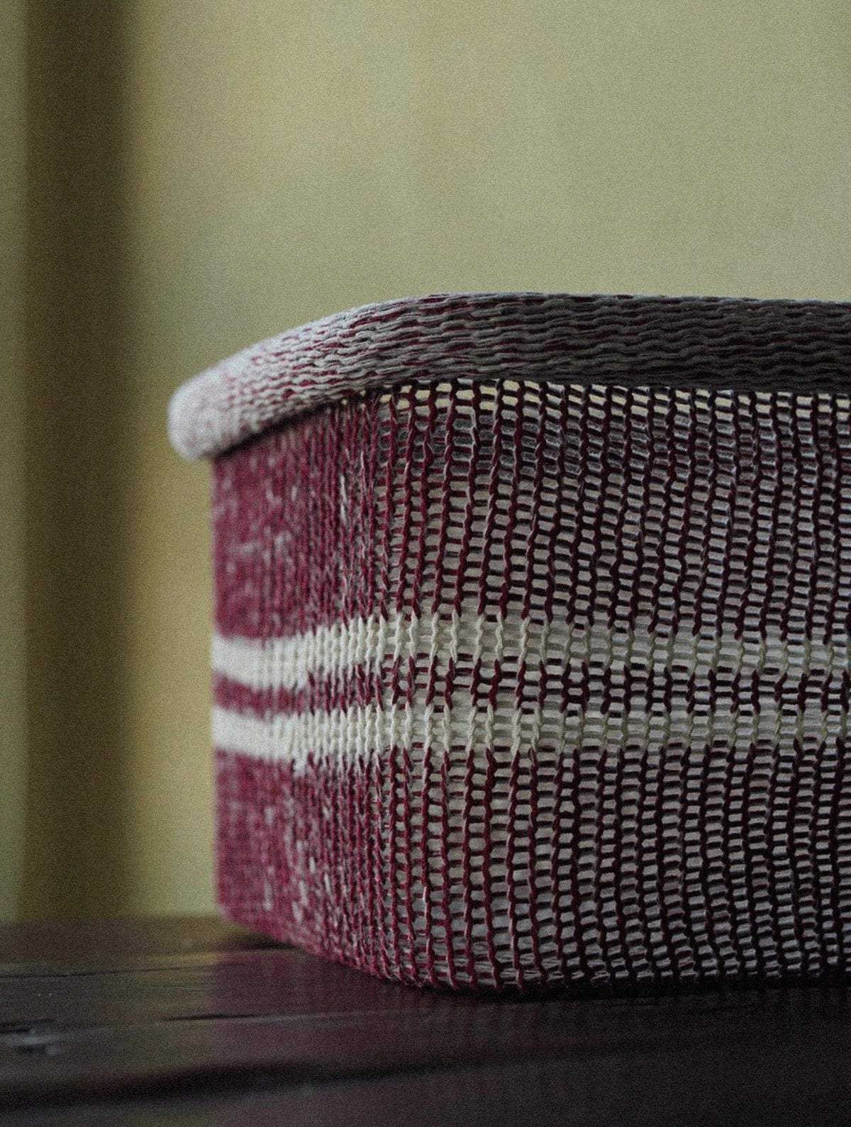Burgundy Woven Storage Basket