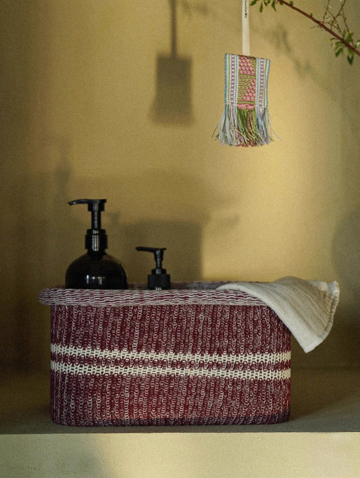 Burgundy Woven Storage Basket