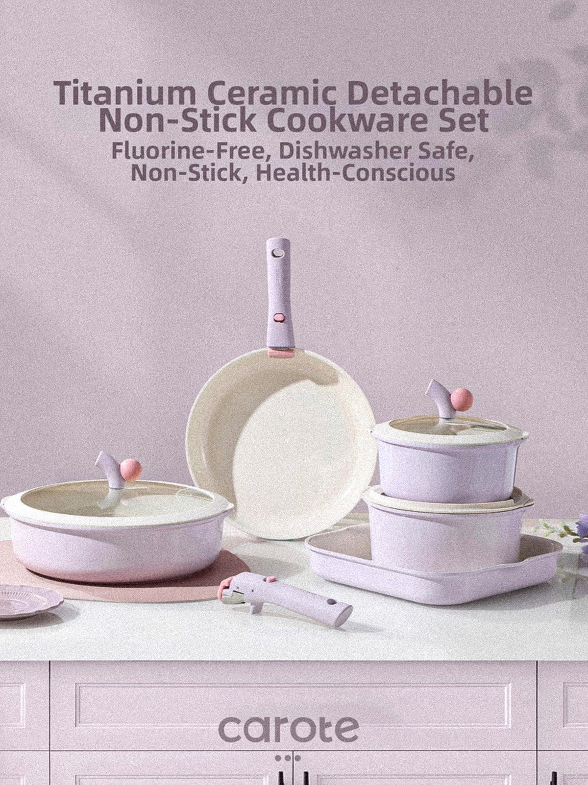 Lavender Titanium Ceramic Cookware Set